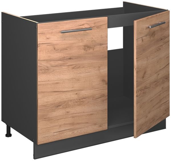 Spülenunterschrank Fame-Line Goldkraft Eiche/Anthrazit 100 cm, AP Marmor Vicco Bild 6