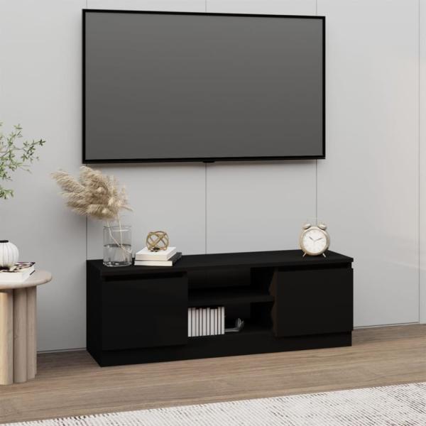 vidaXL TV-Schrank mit Tür Schwarz 102x30x36 cm 823351