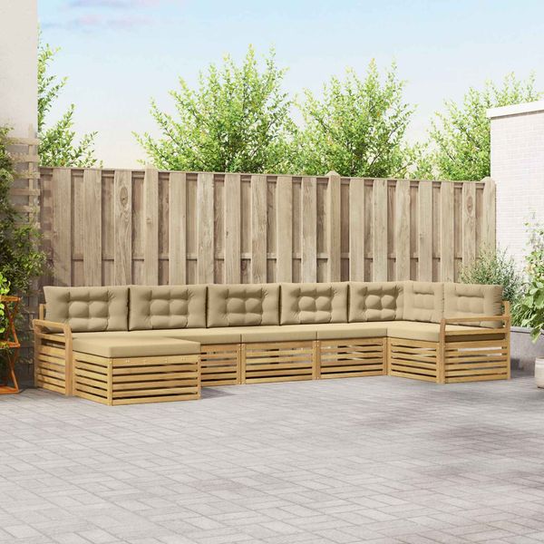 vidaXL Outdoor-Sofagarnitur mit Kissen 7 pcs Weiß und Beige 3390848
