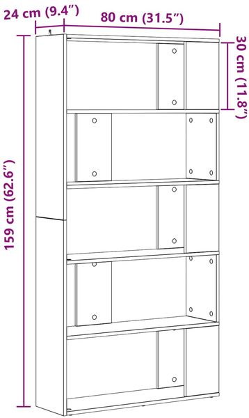 vidaXL Bücherregal Schwarz Eichen-Optik 80 x 24 x 159 cm Holzwerkstoff 8003712 Bild 7