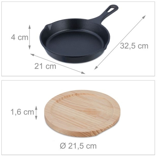 Gusseisenpfanne mit Holzuntersetzer Bild 4