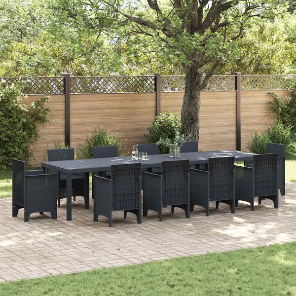 vidaXL Gartentisch Anthrazit 350 x 100 x 74 cm Poly-Rattan 3378524