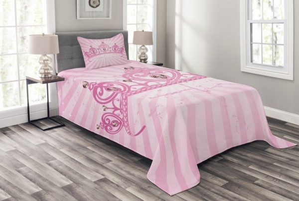 Abakuhaus Tagesdecke Set mit Kissenbezügen Waschbar, Mädchen Pink Princess