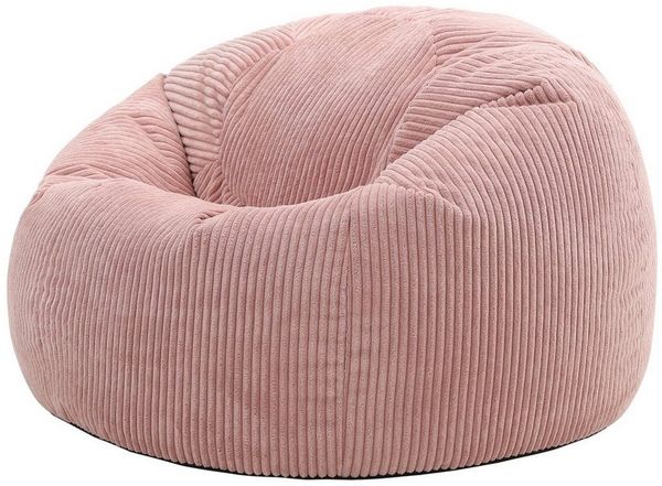 icon Kingston Großer Sitzsack, Jumbo Cord Sitzsack, Dawn Pink, Sitzsack für Erwachsene mit Füllung inklusive, Bequemer Lounging Chair für jedes Alter