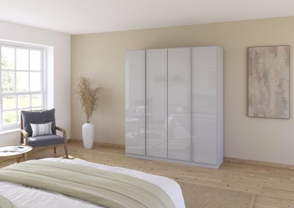 Drehtürenschrank >Monostar< in Glas seidengrau / seidengrau - 181x210x54 (BxHxT)