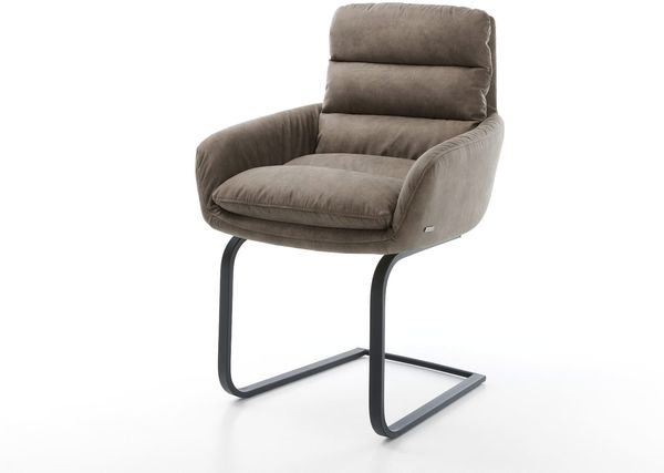 Freischwinger Abelia-Flex mit Armlehnen Mikrofaser Taupe Vintage Freischwinger flach Schwarz