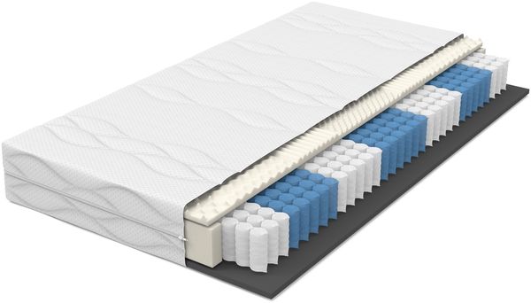 Taschenfederkernmatratze 180×200cm mit 7-Zonen-Schaum, beidseitigem Liegekomfort und abnehmbarem Bezug, weiß & grau