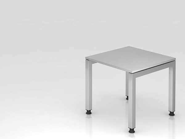 Schreibtisch JS08 U-Fuß / 4-Fuß eckig 80x80cm Grau Gestellfarbe: Silber