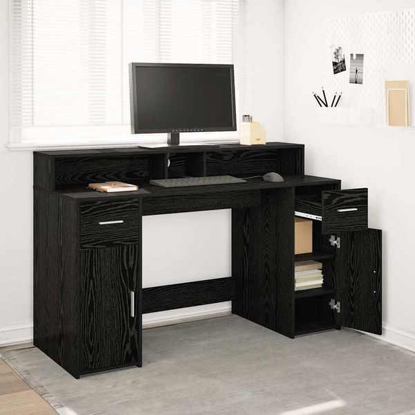 vidaXL Schreibtisch Schwarze Eiche 140 x 55 x 91 cm Holzwerkstoff 3365612