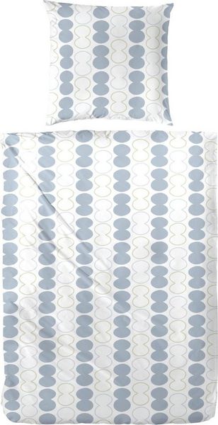 Primera Perkal Bettwäsche 135x200 cm Streifen Punkte rauchblau 133039-35