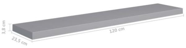 vidaXL Schwebendes Wandregal Grau 120x23,5x3,8 cm MDF 323862 Bild 7