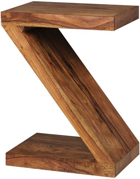 Beistelltisch MUMBAI Massivholz Sheesham Z Cube 59cm hoch Wohnzimmer-Tisch Design braun Landhaus-Stil Couchtisch