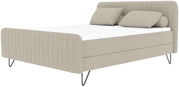 Boxspringbett Aurelio - Boucle-Stoff - creme - 180x200 cm