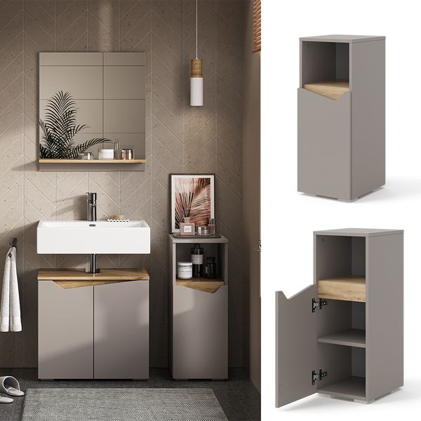 Midischrank Marelle Greige 30 x 74.5 cm mit Tür und offenem Fach Vicco Bild 2