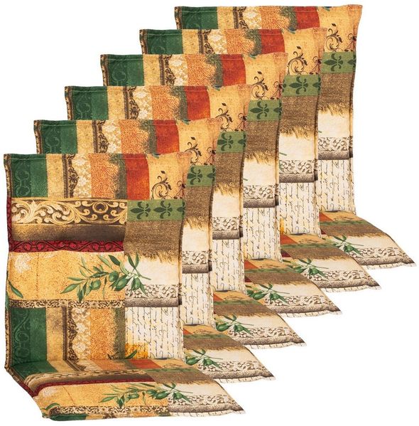 NYVI Polsterauflage Niedriglehner Auflagen Rio 6er Set - Stuhlauflage für Gartenstühle, (6 St), Sitzauflage, Pflegeleicht, Robust, Bequem