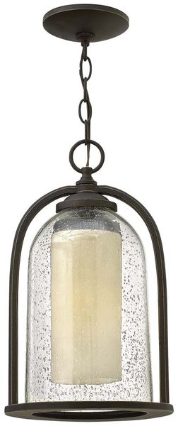 Außenleuchte, Pendellampe, ALU Glas, D 23,5 cm, Bronze