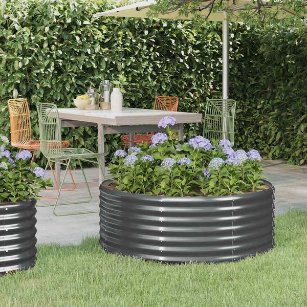 vidaXL Hochbeet Verzinkter Stahl 100x100x36 cm Anthrazit 318986
