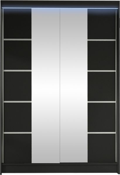 Kleiderschrank Lino V, mit RGB LED Beleuchtung, Farbe: Schwarz