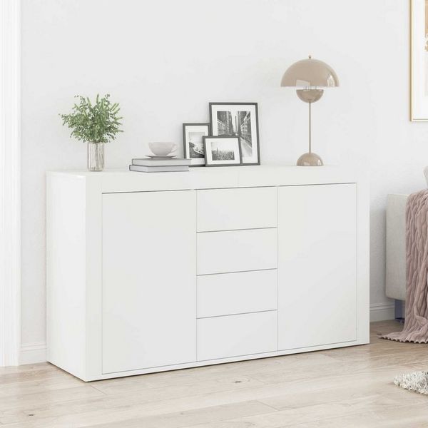 Nettlife Sideboard Weiß Holz 120 x 36 x 69 cm Stauraum, Esszimmer, Wohnzimmer, Flur