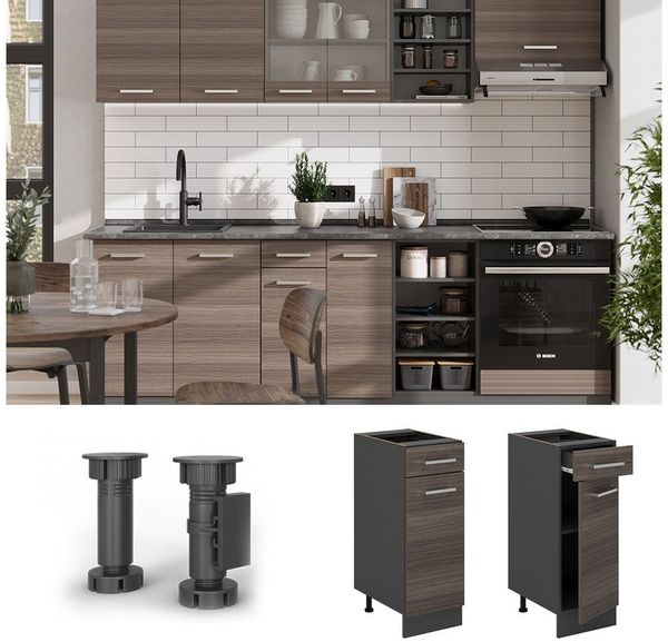 Küchenunterschrank R-Line Edelgrau 30 cm ohne Arbeitsplatte Vicco Bild 2