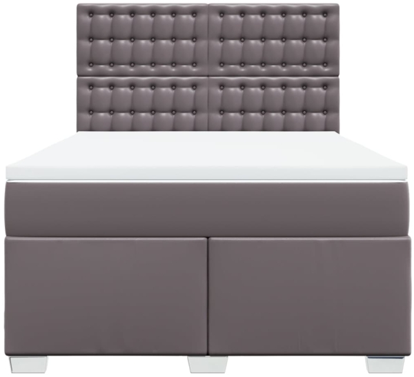 vidaXL Boxspringbett mit Matratze Grau 140x200 cm Kunstleder 3293026 Bild 5