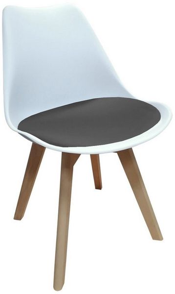 HTI-Living Esszimmerstuhl Stuhl Atlanta Weiß, Velvet Grau (Set, 1 St), Esszimmerstuhl Kunststoffschale Samtbezug Holzfüße