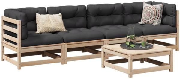 vidaXL 5-tlg. Garten-Sofagarnitur mit Kissen Massivholz Kiefer 3299275