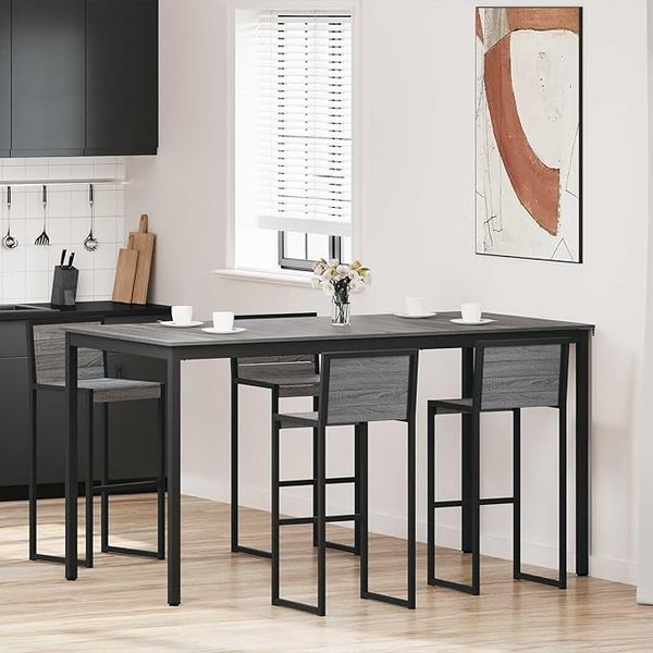 IKAYAA Esszimmertisch aus Holz, 200 x 100 x 105 cm, Esstisch im Industrial-Stil, für das Wohnzimmer, rustikal, Metallbeine/Eisen-Grau & Sonoma-Eiche