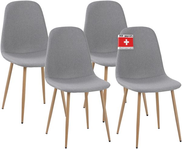 Esszimmerstühle 4er Set FANO Grau- Komfortabler Polsterstuhl für Modernes und Stilvolles Design am Esstisch - Küchenstuhl oder Stuhl Esszimmer mit hoher Belastbarkeit bis 110kg