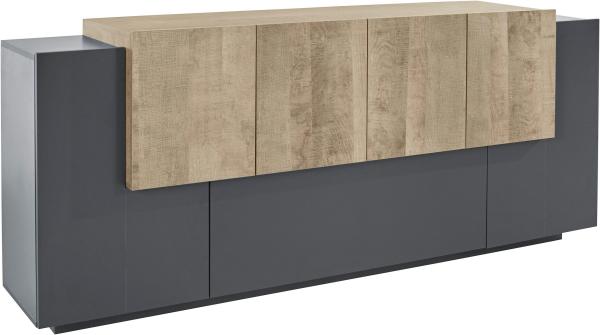 Sideboard >Coro< (BxHxT: 220x86x45 cm) in anthrazit matt/Oak - 220x86x45 (BxHxT)