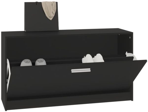 vidaXL Schuhbank Schwarz 80 x 24 x 45 cm Holzwerkstoff 342641 Bild 4