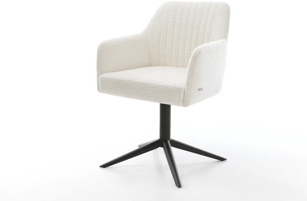 Drehstuhl Greg-Flex Bouclé Soft Beige Fußkreuz Schwarz 360° drehbar Wippfunktion Taschenfederkern
