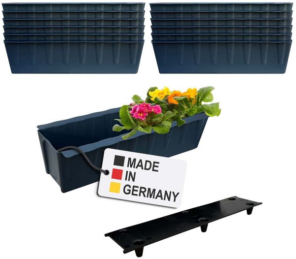 BURI Euro-Paletten Blumenkästen-Einsätze inkl. Bewässerungsmatte | 37,3cm | Pflanzkasten für Europalette Palette | Balkonkasten | Blumentopf | aus stabilen Kunststoff | Made in Germany