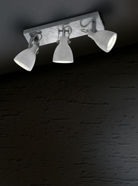 Retro LED Deckenstrahler 3-flammig mit Beton-Lampenschirmen, Breite 35cm Bild 5