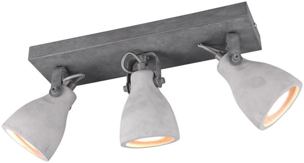 Retro LED Deckenstrahler 3-flammig mit Beton-Lampenschirmen, Breite 35cm Bild 2