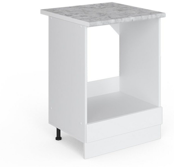 Vicco Herdumbauschrank Weiß Hochglanz 60 cm , AP Marmor, R-Line