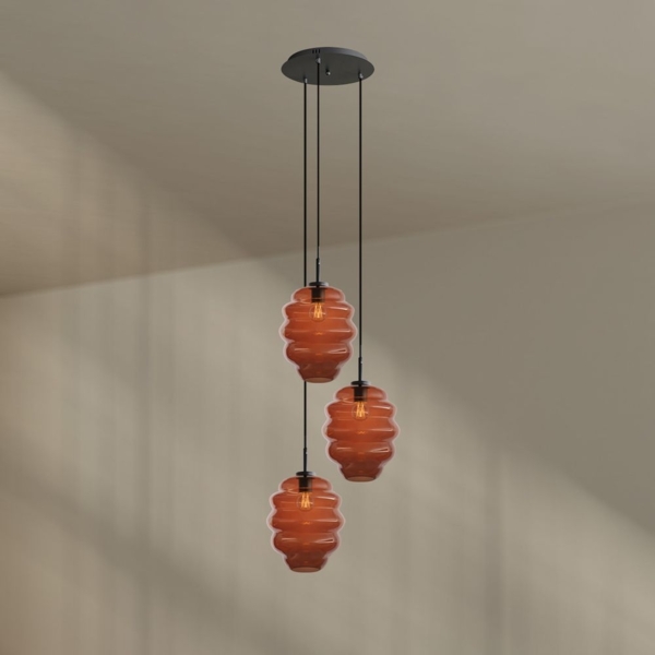 s.luce Echos Galerieleuchte 3-flammig Ø 40cm Baldachin Ø 25cm Braun, Schwarz