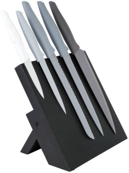 axentia Messerblock Magnetisch, 6tlg, mit Messer-Set, Schwarz
