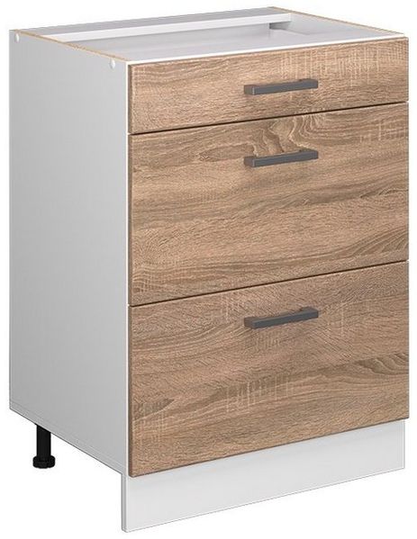 Küchenunterschrank R-Line Sonoma 60 cm mit Schubladen, ohne Arbeitsplatte Vicco