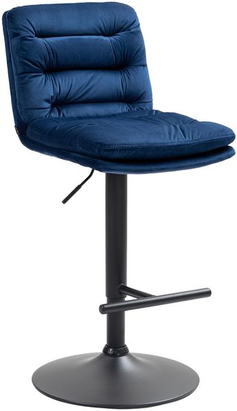 Barhocker TURIN - Blau, Samt, Schwarz Barhocker mit Lehne Barstuhl Tresenhocker Tresenstuhl Kneipenhocker Kneipenstuhl