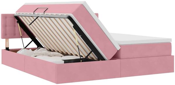 vidaXL Bett mit LED-Lichtleisten mit Kopfteil Rosa 180 x 200 cm Samt 3371638 Bild 8