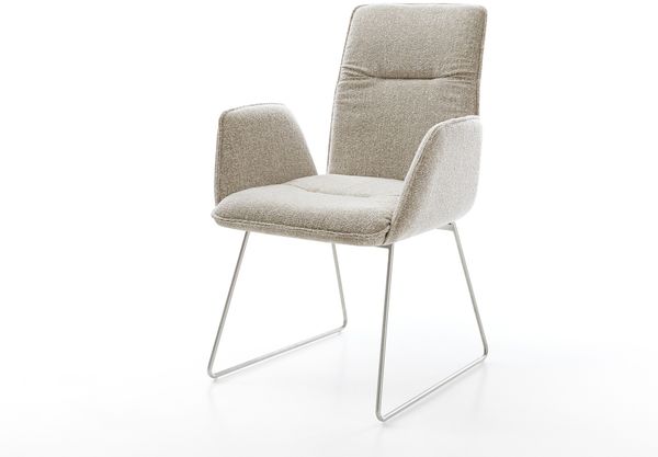 Esszimmerstuhl Vinja-Flex Webstoff Soft Beige Kufengestell Edelstahl