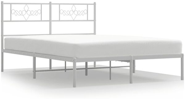 Doppelbett, Bettgestell Modernen mit Kopfteil Metall Weiß 140x190 cm d684e