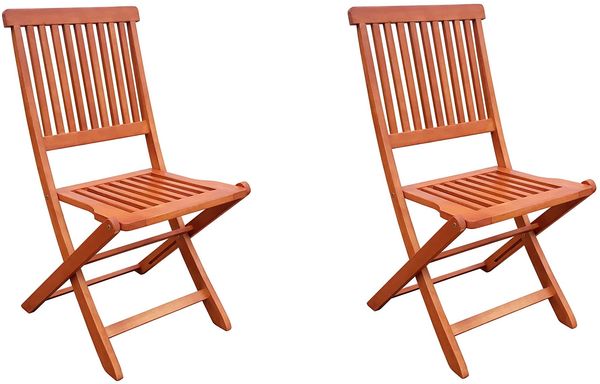 Gartenstuhl 2er Set PASCALO - Eukalyptus, Natur | Klappstuhl Wetterfest Gartenstühle Outdoor Balkonstühle