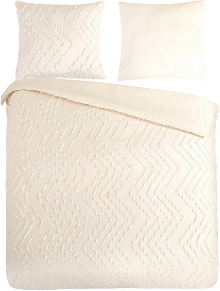 Pure Microfaser Bettwäsche 200 X 200 cm + 2- 80 X 80 cm Zigzag luxury zizag piping/ embroidery weiß