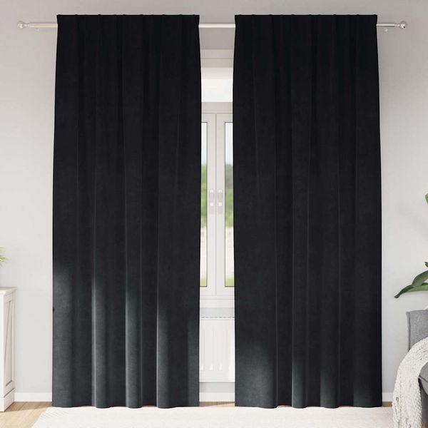 vidaXL Verdunkelungsvorhänge 2 pcs Schwarz 140 x 245 cm Samt 4107171