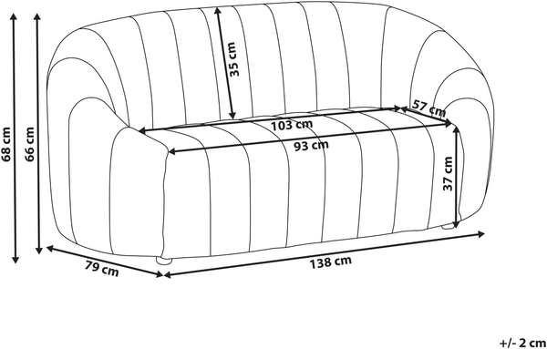 Sofa 2-Sitzer MALUNG Samtstoff Beige Bild 2