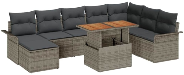 vidaXL Garten-Sofa-Set mit Kissen 9 pcs Grau 3349369