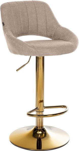 CLP Barhocker Milet Stoffbezug höhenverstellbar drehbar mit Rückenlehne,taupe gold