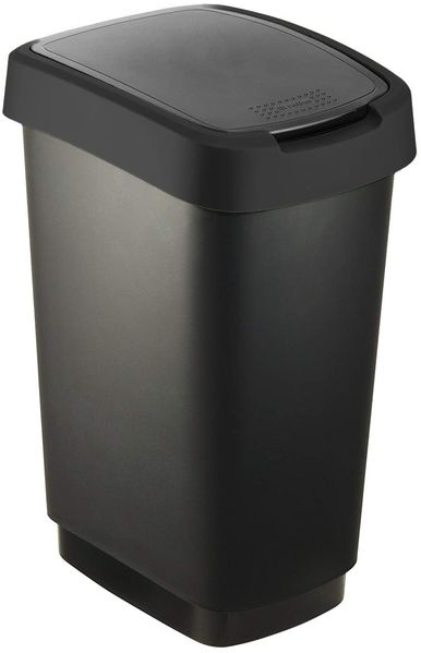 Rotho Salsa Mülleimer 25l mit Deckel, Kunststoff (PP) BPA-frei, schwarz recycelt, 25l (33.3 x 25.2 x 47.6 cm)